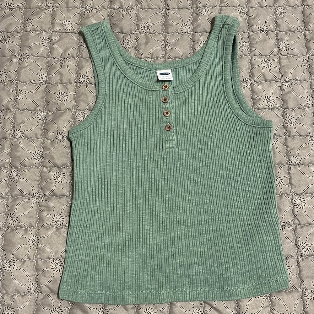 Old Navy Sage Ribbed Tank with Buttons